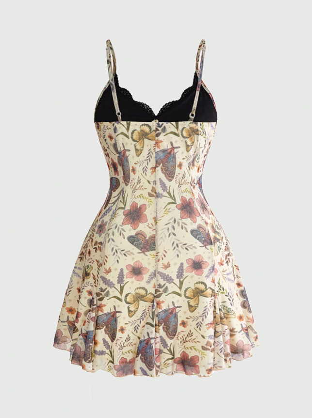 Dark Floral Spaghetti Strap Dress