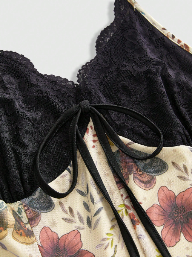Dark Floral Spaghetti Strap Dress