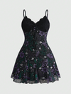 Dark Floral Spaghetti Strap Dress