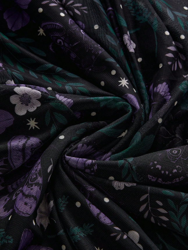 Dark Floral Spaghetti Strap Dress