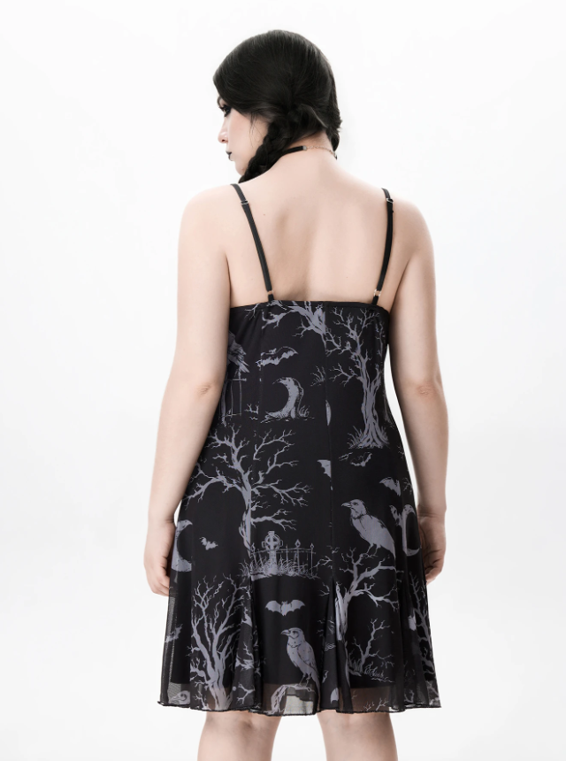 Dark Floral Spaghetti Strap Dress