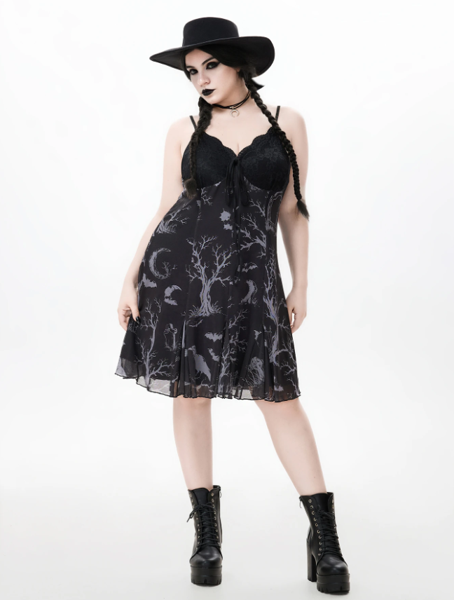 Dark Floral Spaghetti Strap Dress
